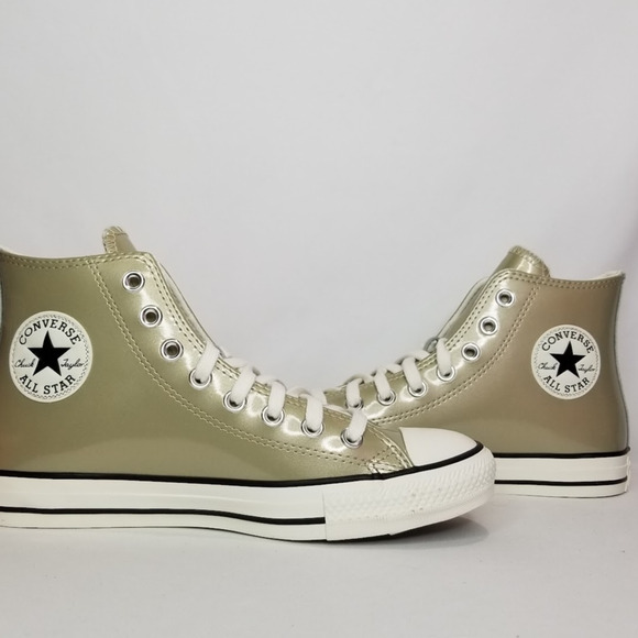 Converse Women's CTAS Metallic Hi Top Sneakers Size 9 Light Gold #A11979C NWT - Picture 3 of 9